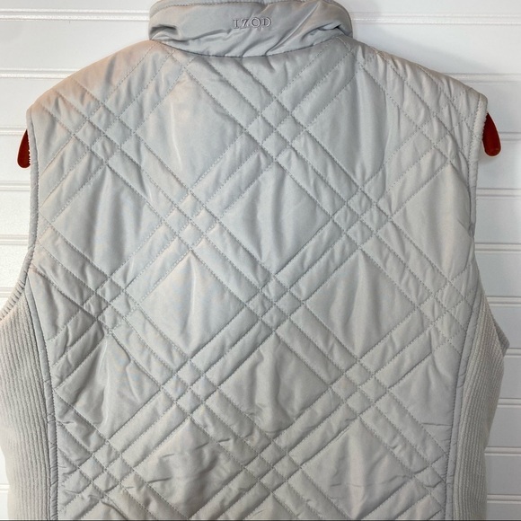 Izod Puffer Vest Reversible Zip Up Fleece Lightweight Grayish White Vest Sz M - Picture 10 of 12